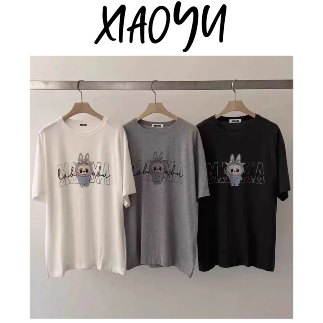 【大字母布布】韩单MONE布字母圆领短袖T恤百搭显瘦短袖上衣女