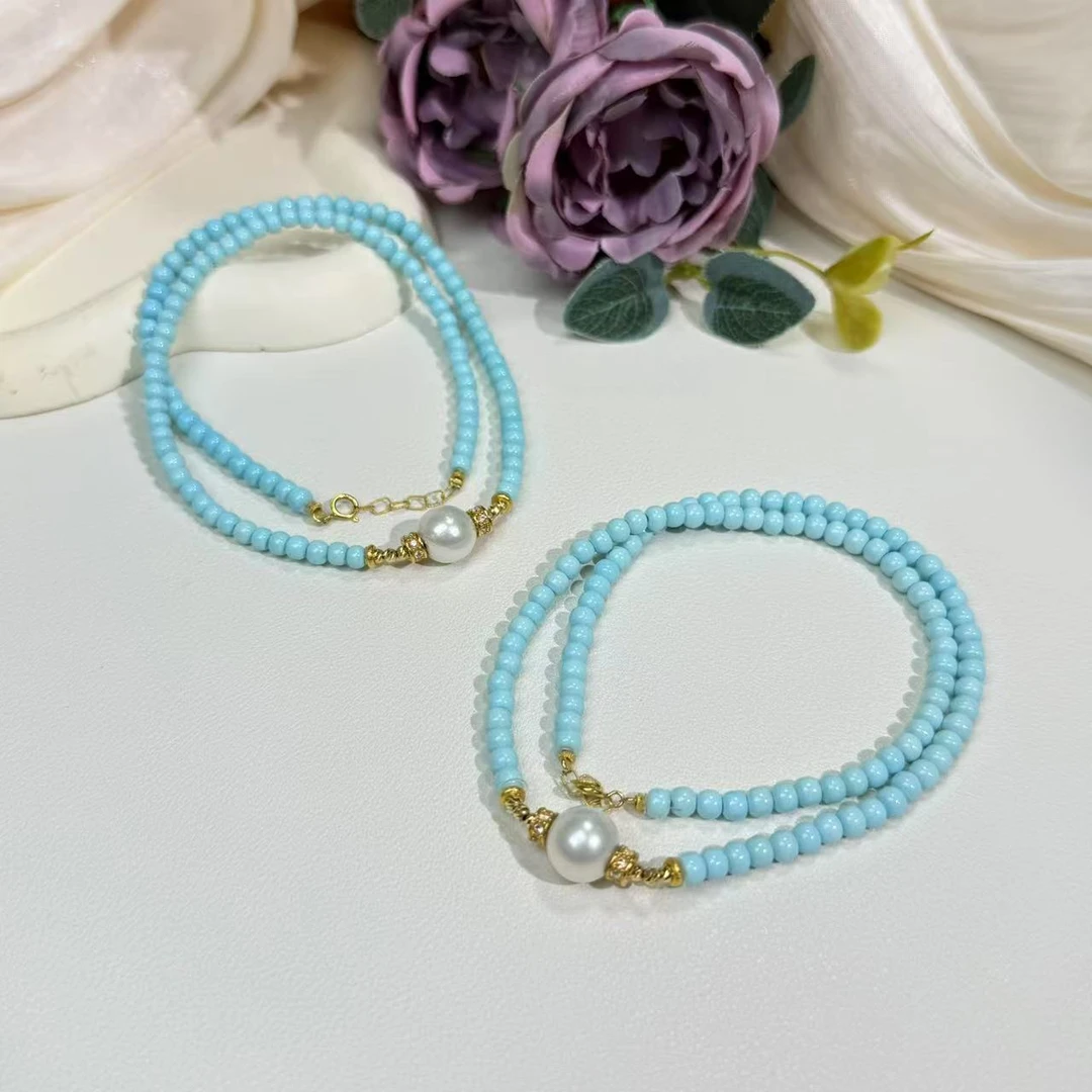 【铭记珠宝】绿松DIY老型珠项链16-DM225H236【多样性发一件】约4mm