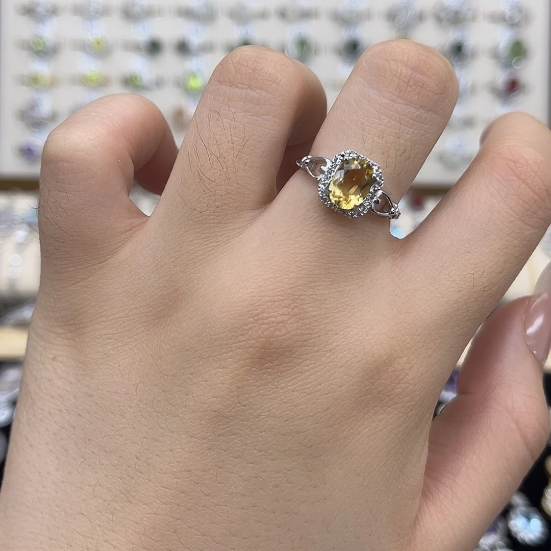 银S925镶嵌黄晶戒指