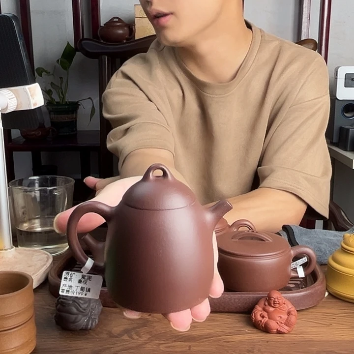 紫砂茶壶原矿紫泥秦权紫砂壶