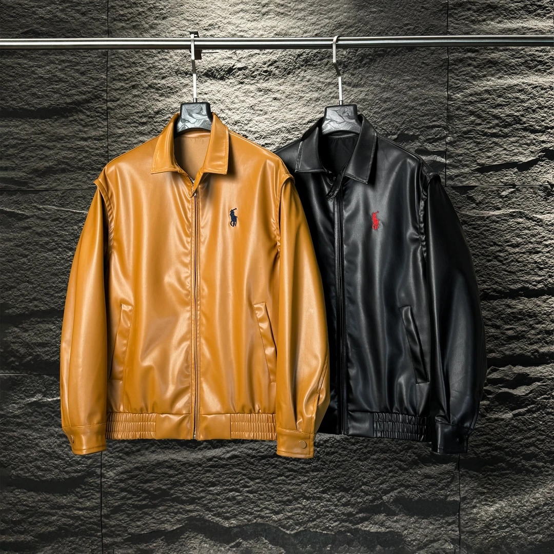 CB-8803-早秋季新款高级感立领刺绣小标皮外套//