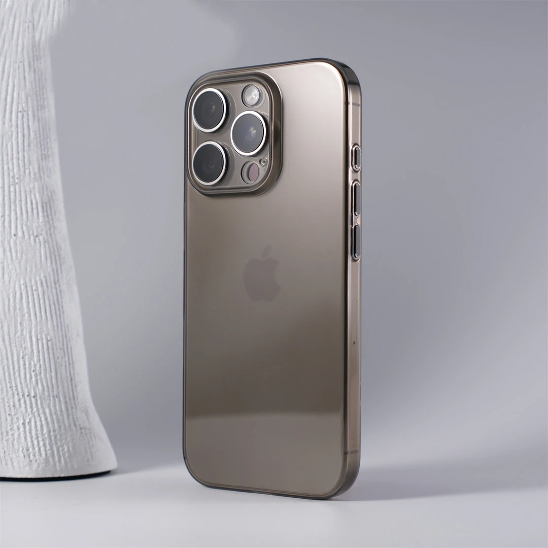 适用苹果16promax手机壳简约裸机感iphone15金属按键13透明14软壳