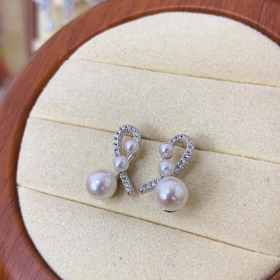 淡水珍珠耳饰银S925镶嵌