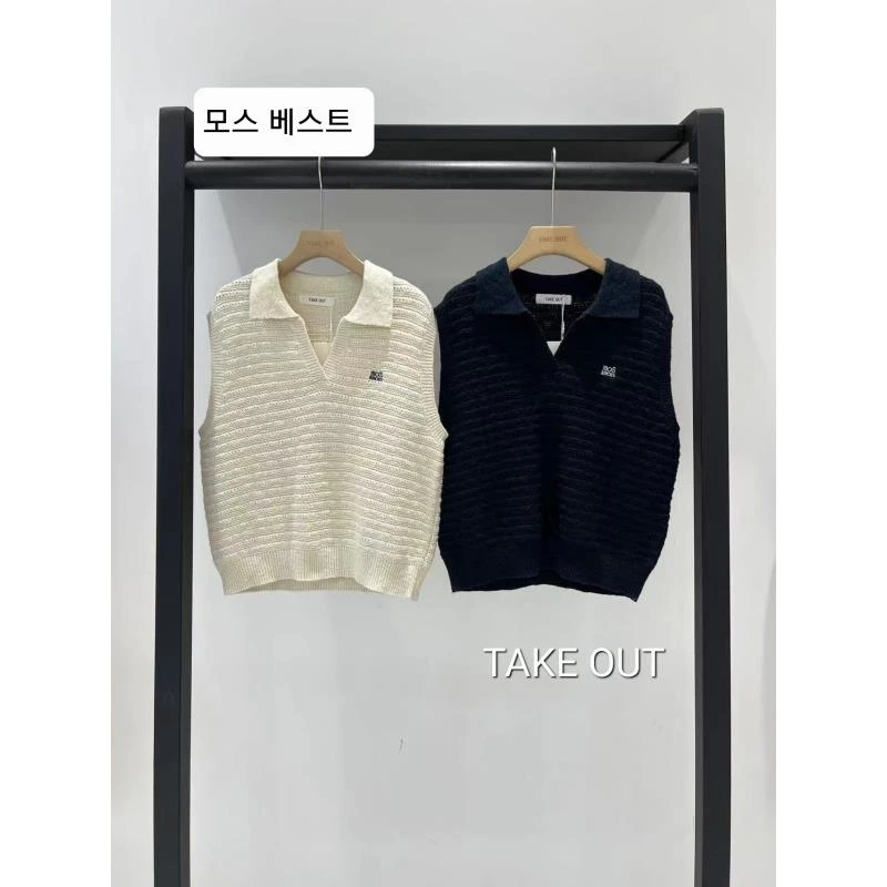 韩国欧巴家字母刺绣马甲针织106