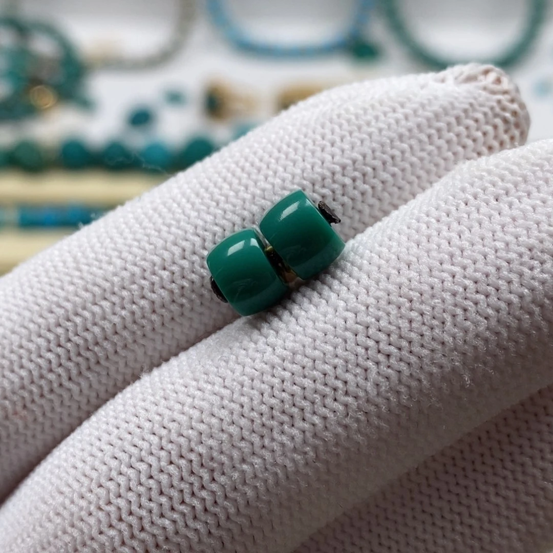 未镶嵌绿松石珠宝奇石直切对珠6.7