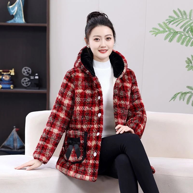 2025降温冬季特厚版短款罩衣女外套加绒加厚保暖防风仿兔毛豹118