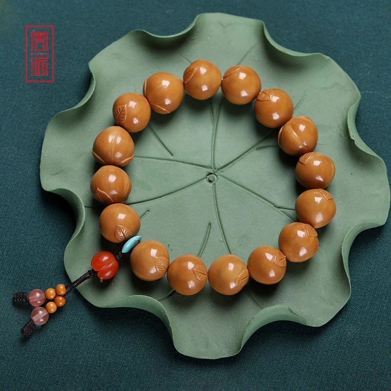 周派春毅核坊桃子猴头手串纯手工雕刻文玩核雕工艺品素串