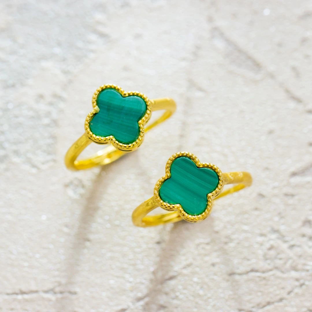 孔雀石四叶草戒指（多样性发货发其一）