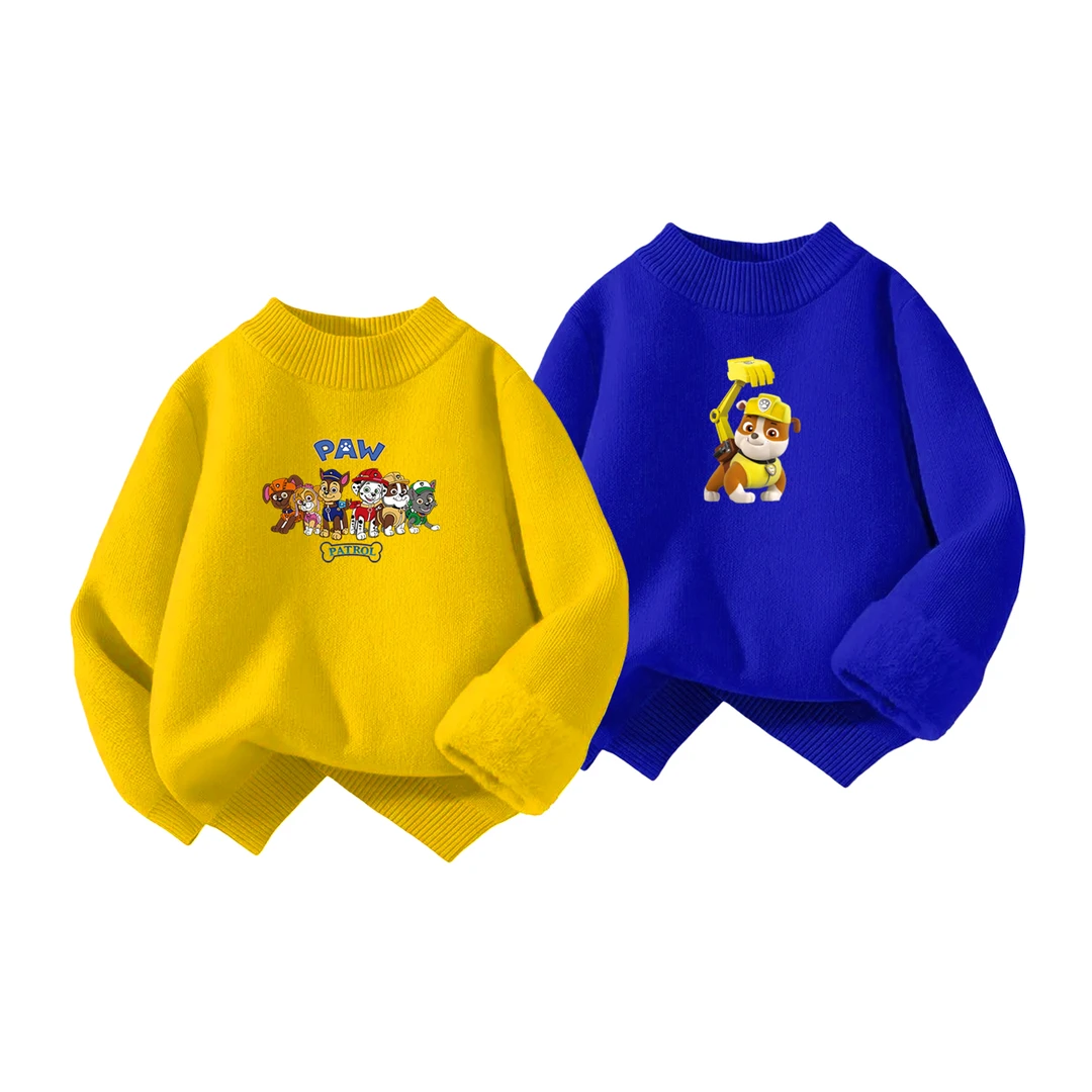 汪汪队童装毛衣儿童秋冬新款针织打底衫男女童加绒加厚毛线上衣潮