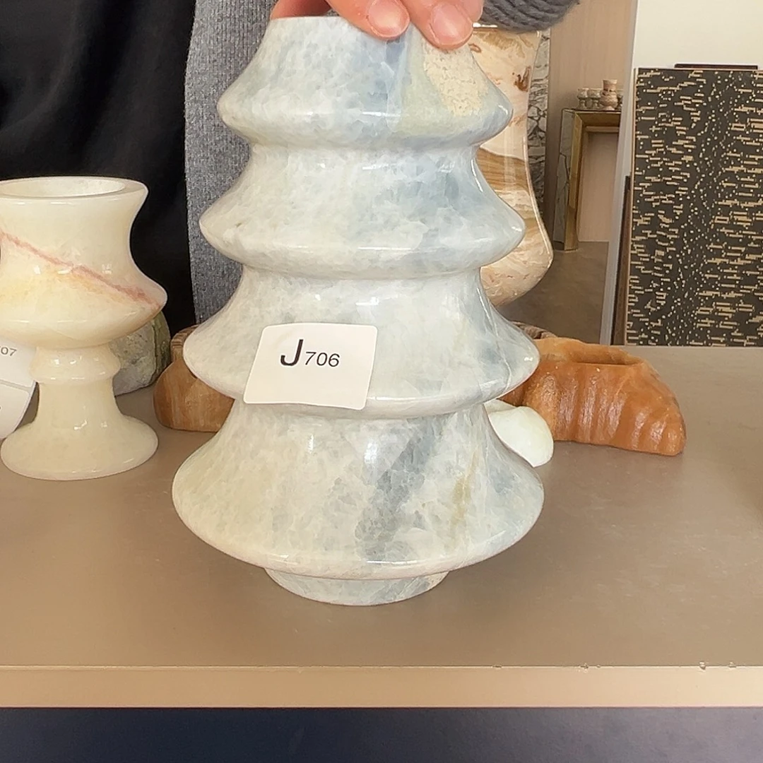 石材J706蓝水晶圣诞树花瓶