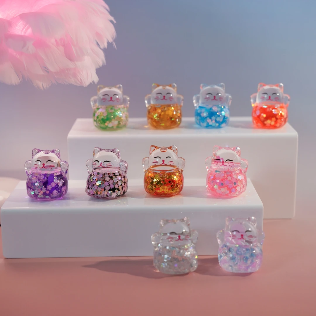 【30成团2拆】天选色【爆闪小招财猫】10色桌面摆件入油流沙品