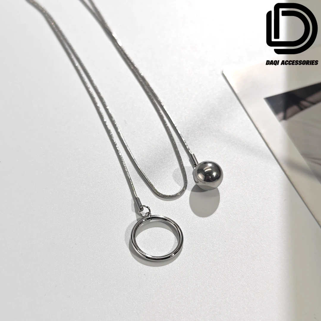 铜合金珐琅项链 1461大淇原创复古时尚圆珠吊坠个性项链