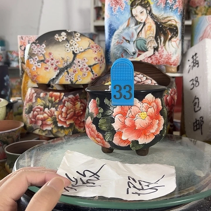满38包邮景德镇手绘花盆