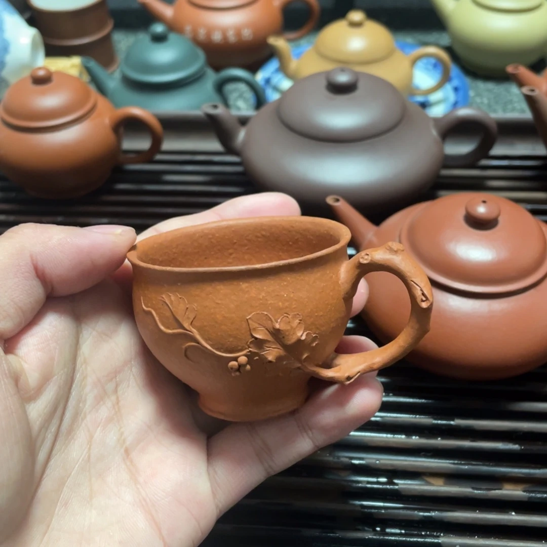 紫砂茶壶生砂朱泥报春杯80cc