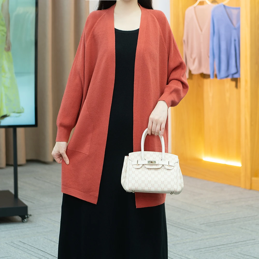 2025春季新款休闲开衫中长款外套时尚长款外披百搭气质2407-104