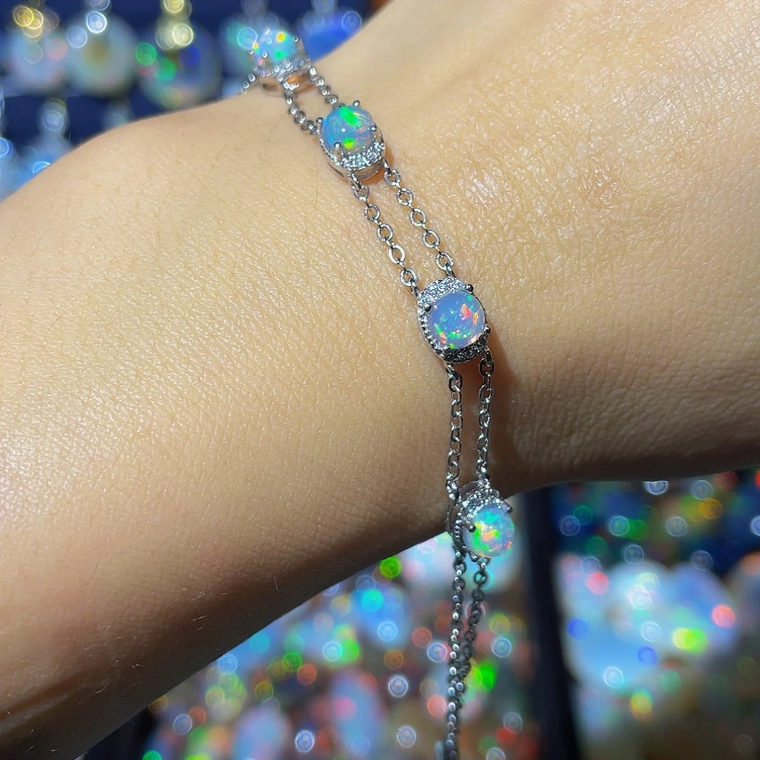 银S925镶嵌欧泊手链