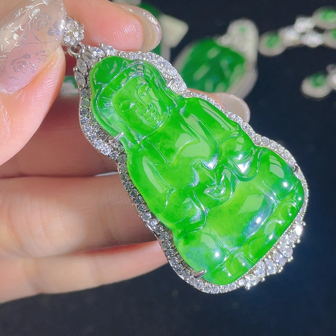 翡翠吊坠(不含链)银S925镶嵌