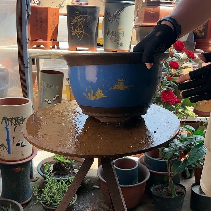 宜兴紫砂花盆30蓝山