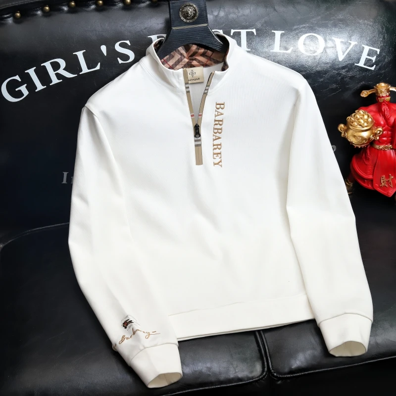 希敦纽勒欧货高级感秋冬季商务套头印花卫衣男士休闲潮流百搭外套