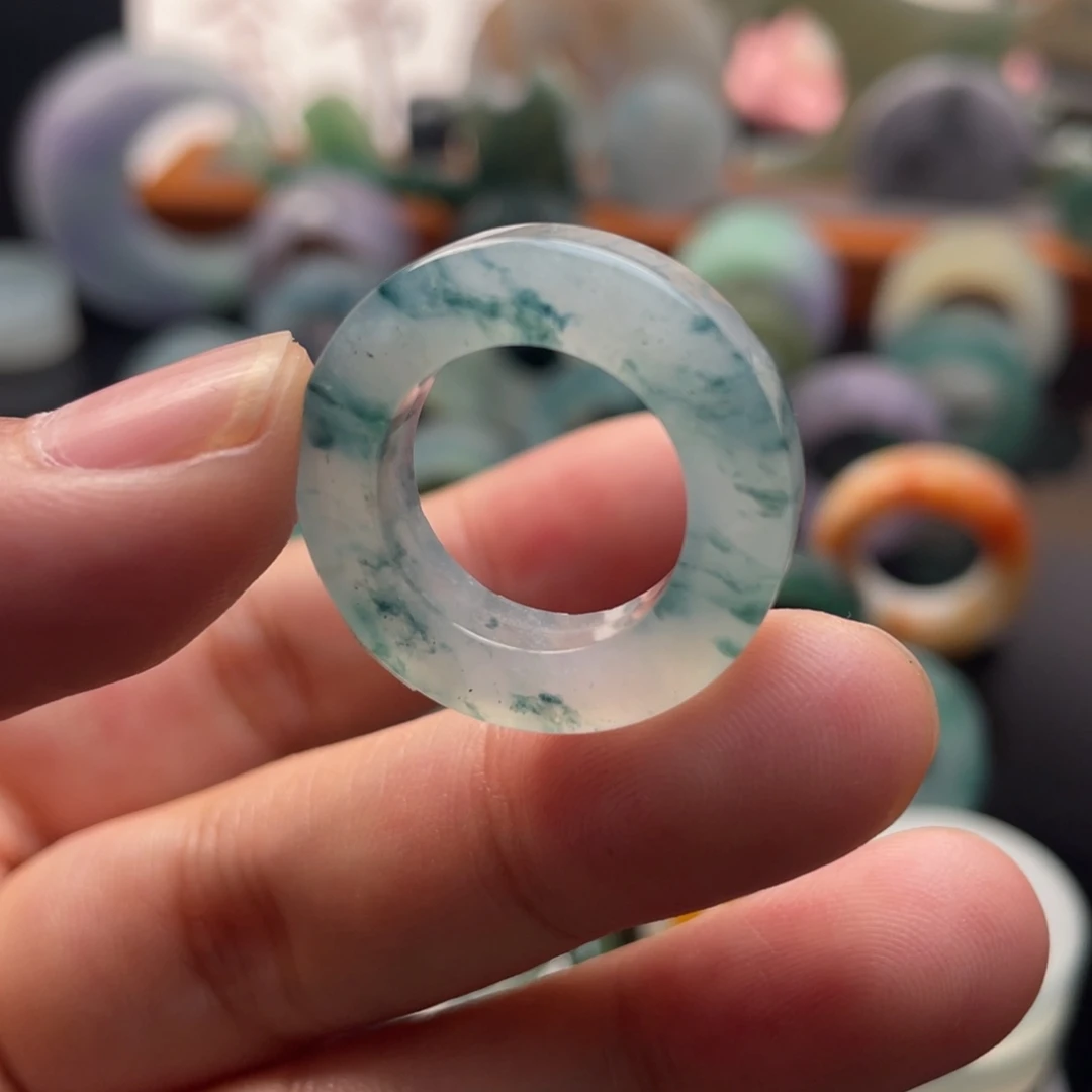 定制翡翠未镶嵌  牛仔蓝飘花