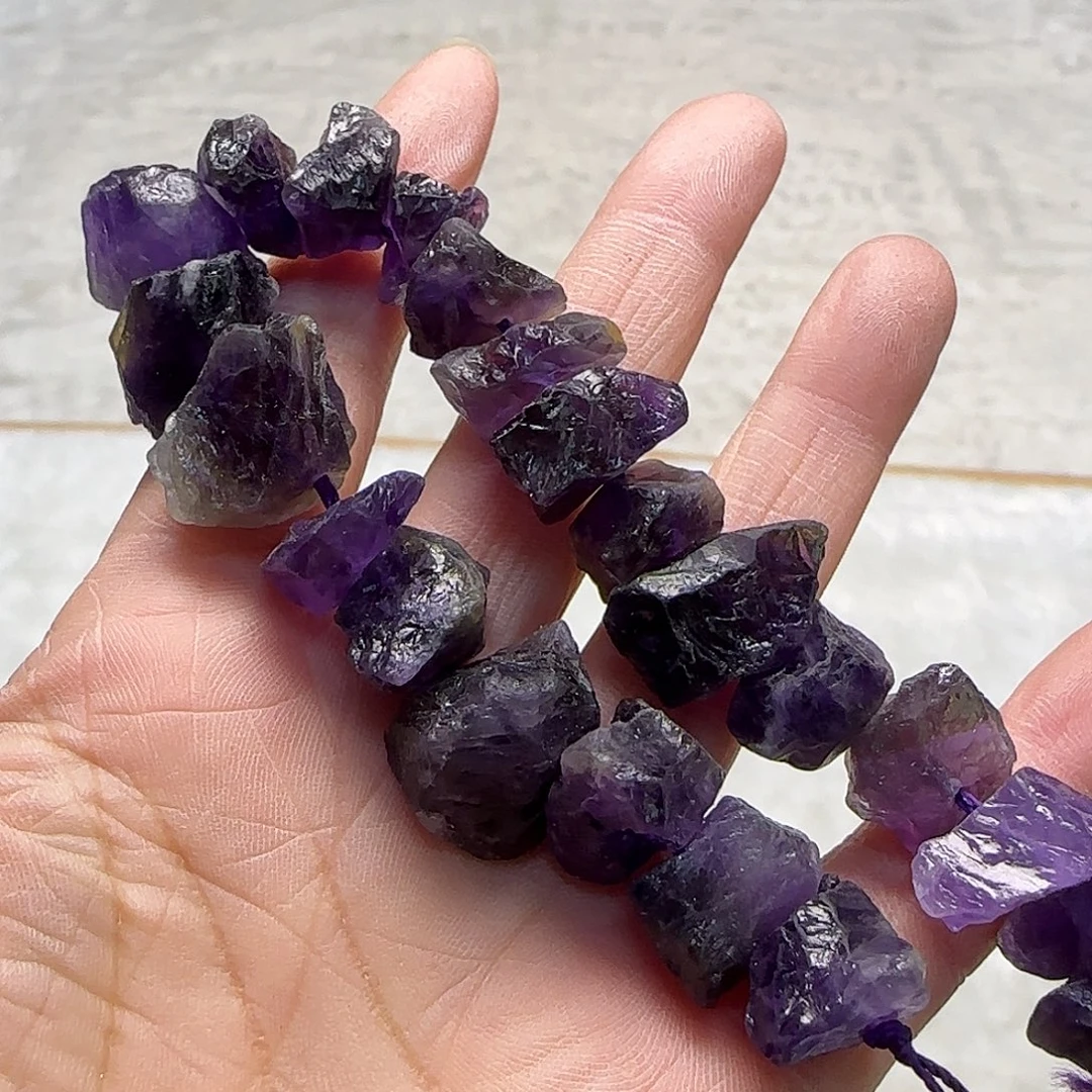 玛瑙/玉髓合金珠宝半成品紫水晶原石12-14mm半条