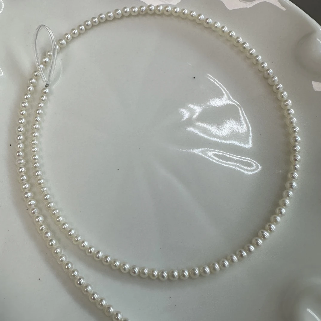 【珠124)天然淡水珍珠半成品土豆圆3/4mm 容
