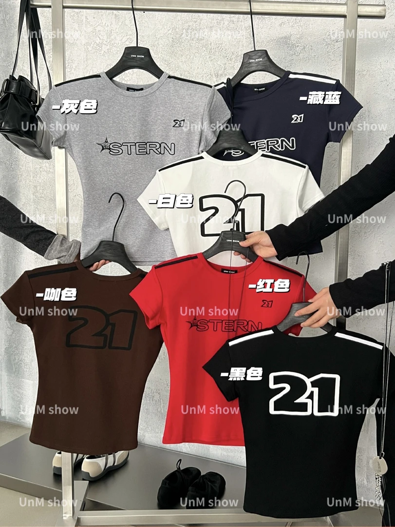 【大7定制】新款休闲运动字母百搭显瘦短袖T恤23#5990