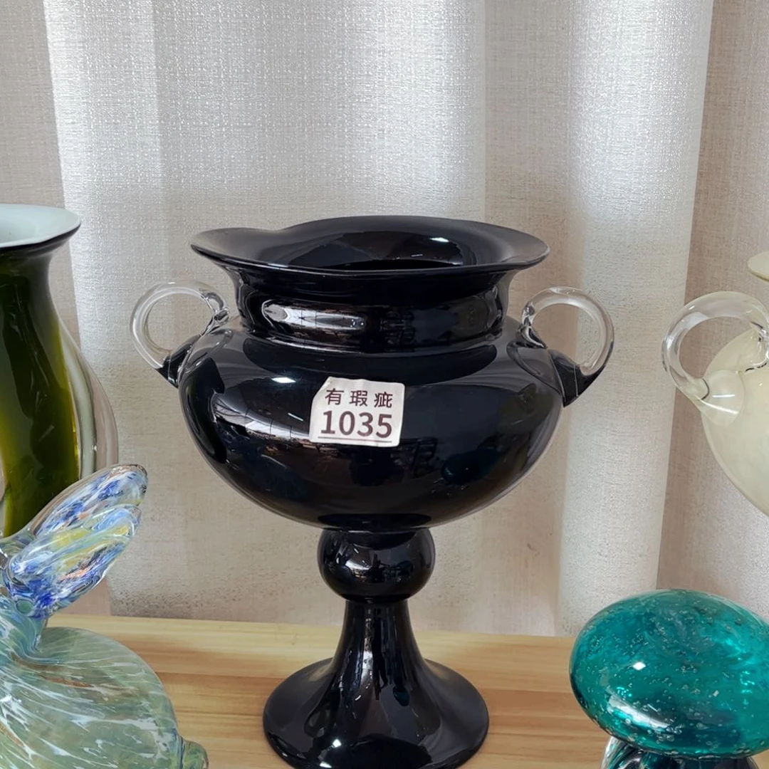琉璃1035瓶口瑕疵高27 花瓶摆件