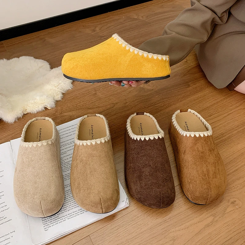 复古内增高勃肯鞋包头半拖鞋女外穿2025新款秋季一脚蹬勃肯拖鞋