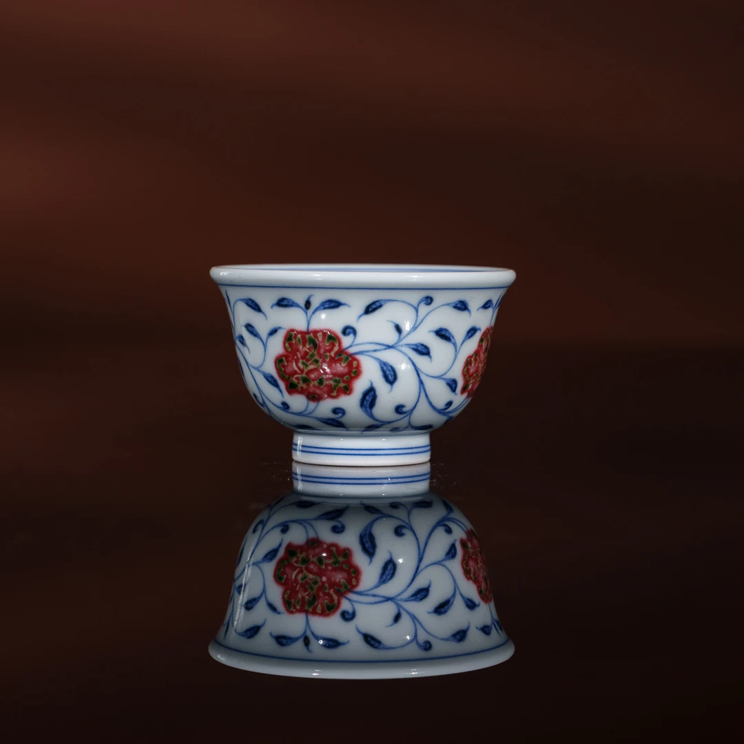 和然窑 缠枝迷你小压手 青花釉里红