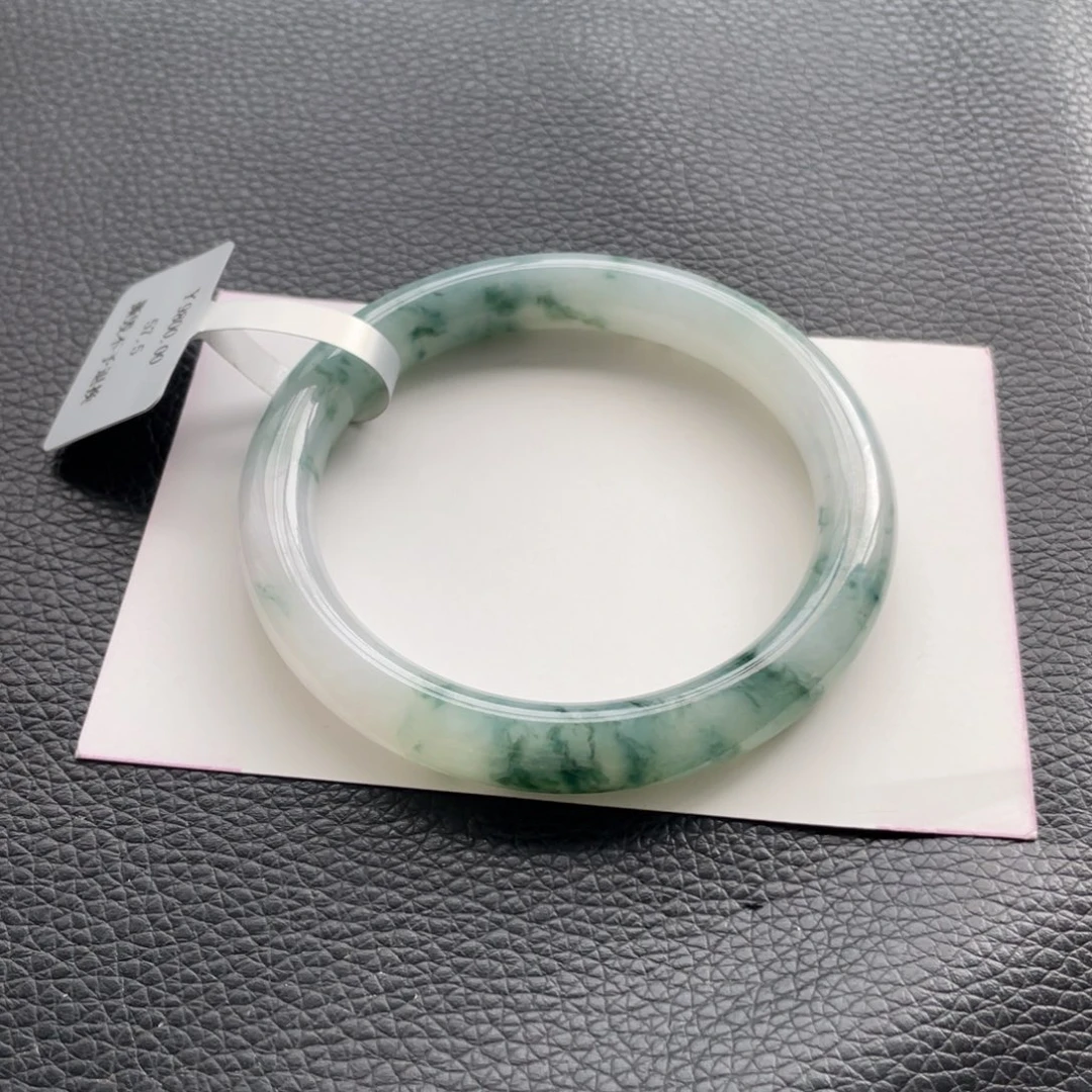翡翠未镶嵌手镯50号57.6圆条纹