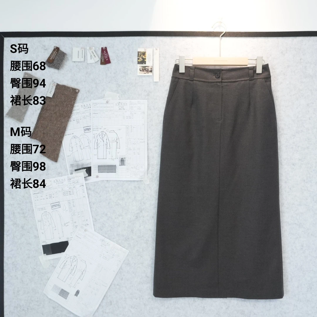 SK46 韩专柜sisley 绵密进口羊毛知性长H裙——落.知系