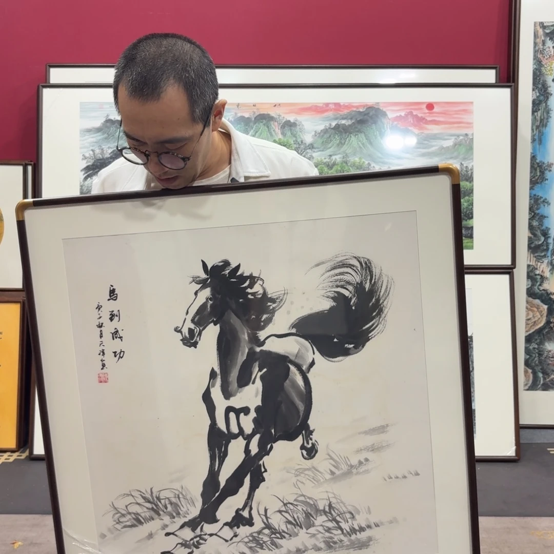 国画带框80/80尺寸老画