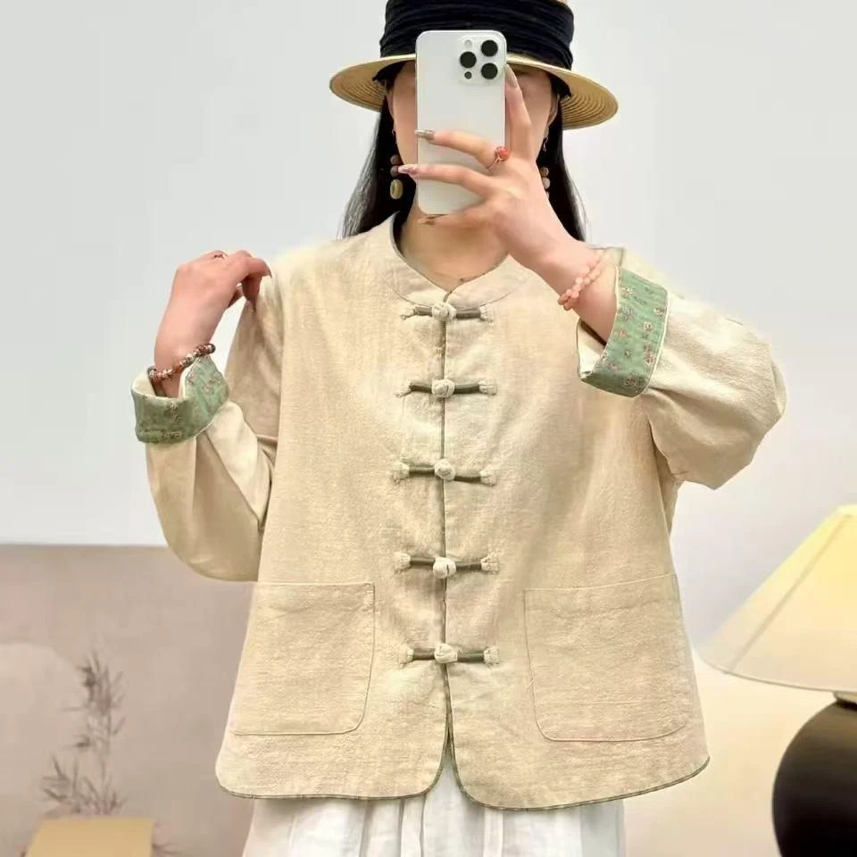 早秋上新 新中式纯色国风盘扣外套（90-150斤）