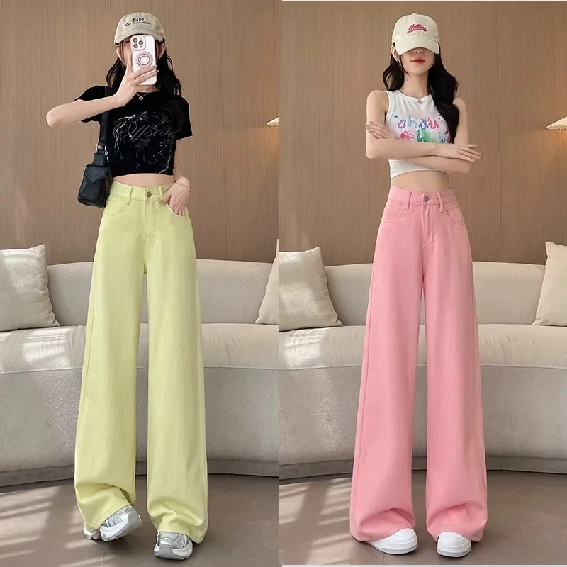 2397高腰莱赛尔天丝星空纹阔腿拖地牛仔裤