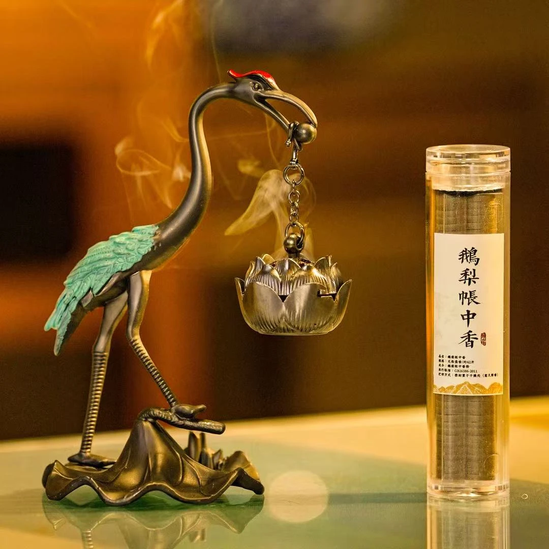 爆款小仙鹤香炉莲花吊炉创意家用摆件室内小香炉仙鹤香薰炉新款香