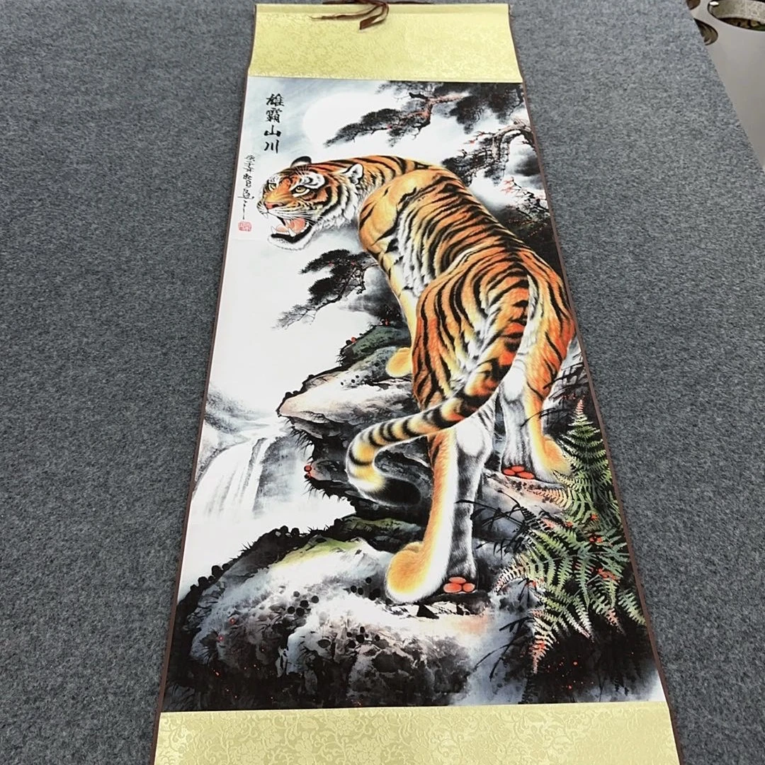 B39精装140*45《一鸣惊人-上山虎》高清微喷立式挂画