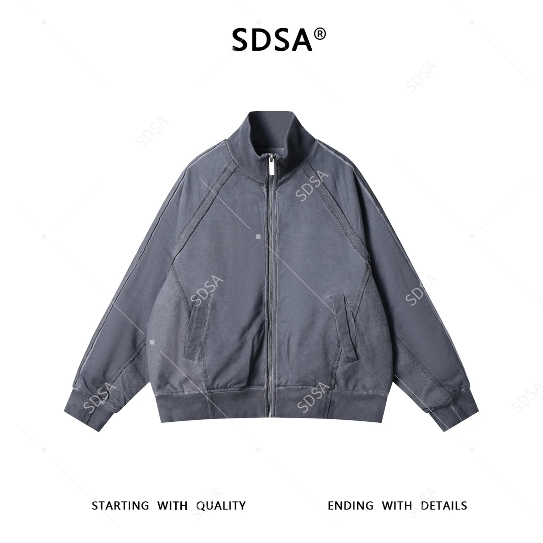 SDSA男士秋冬新款痞帅男装潮牌时尚做旧磨边立领羽绒服外套百搭