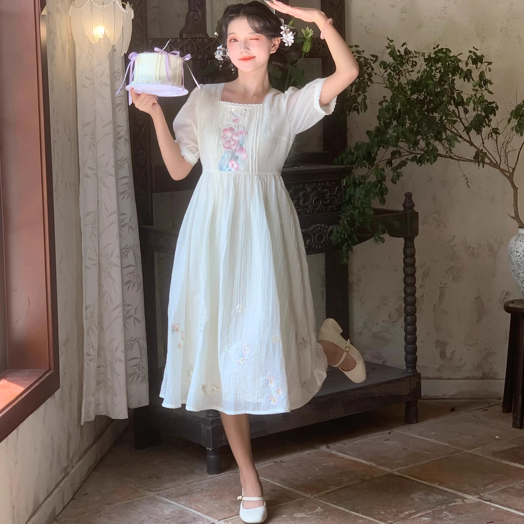 南拾国风新款猫猫连衣裙