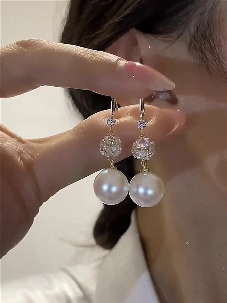 925银耳饰 珍珠耳环2025新款爆款锆石耳钉女小众设计感高级感轻奢