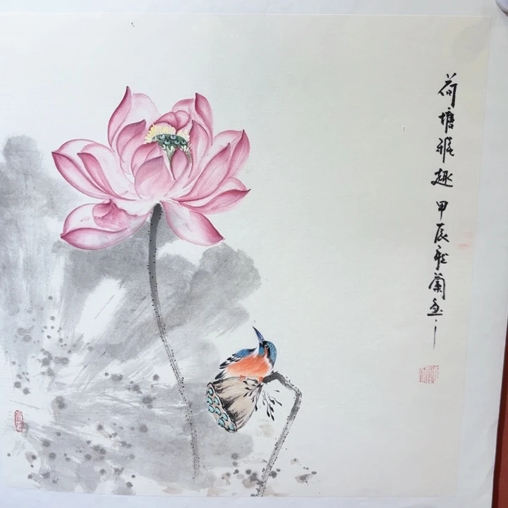 国画听兰老师花鸟