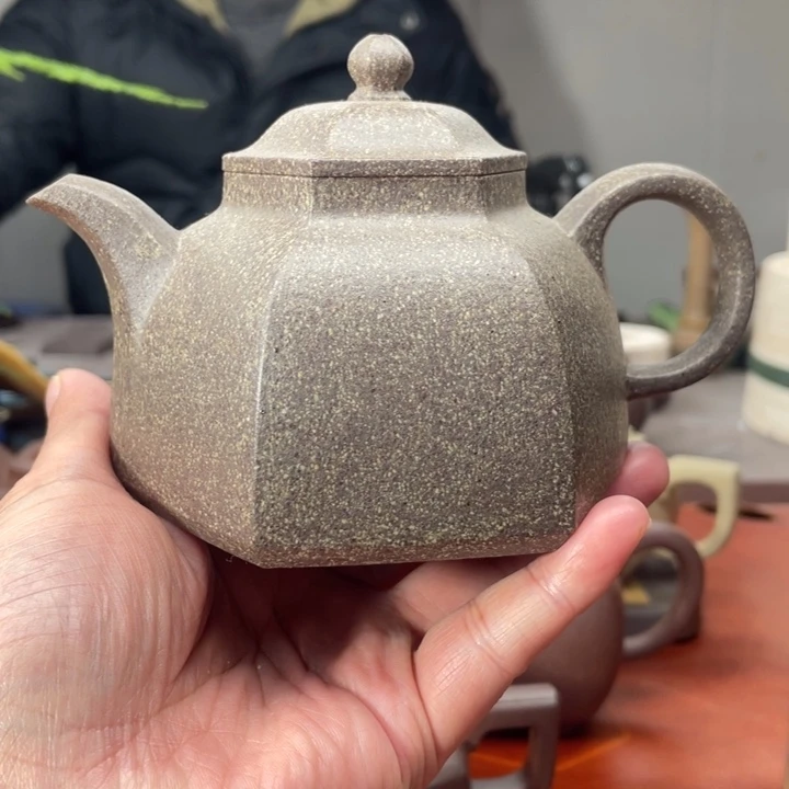 茶壶紫砂原矿无添加手磨料六方宫灯