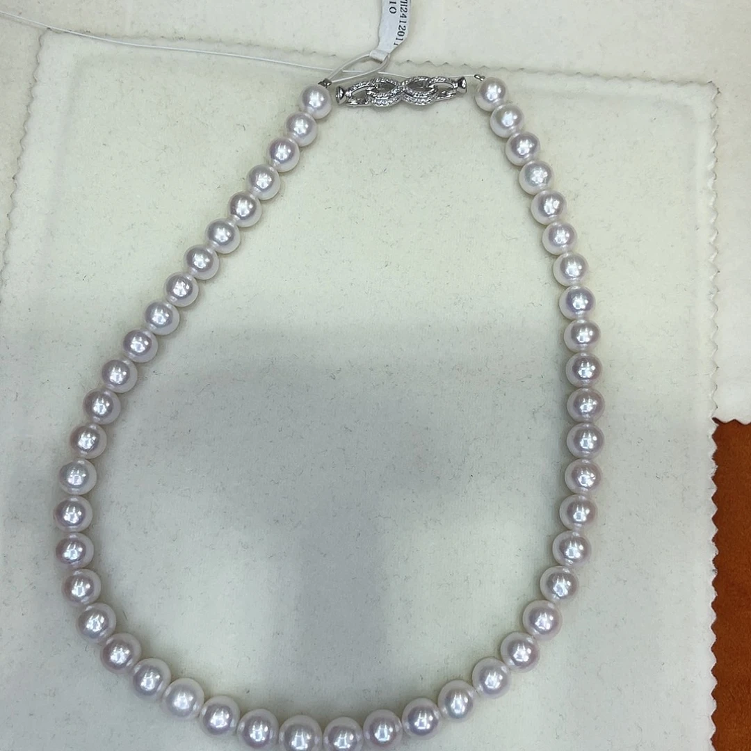 淡水珍珠项链银S925镶嵌8-10mm