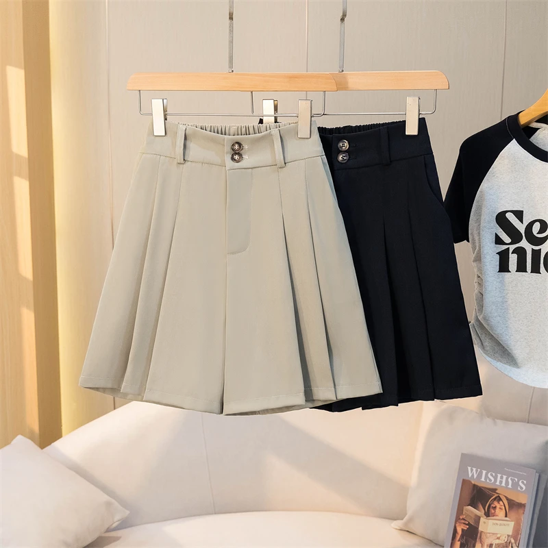 1150女夏装新款洋气显瘦热裤高腰2025新款阔腿宽松外穿西装短裤