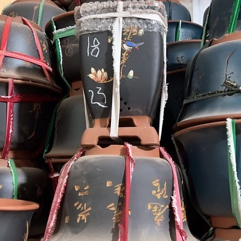 紫砂花盆高四方一个