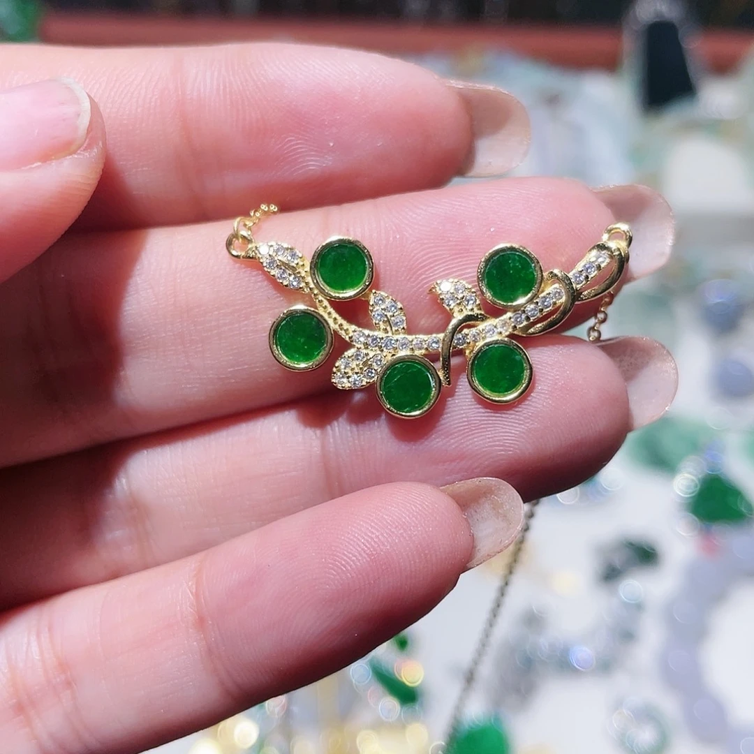 翡翠银S925镶嵌颈饰