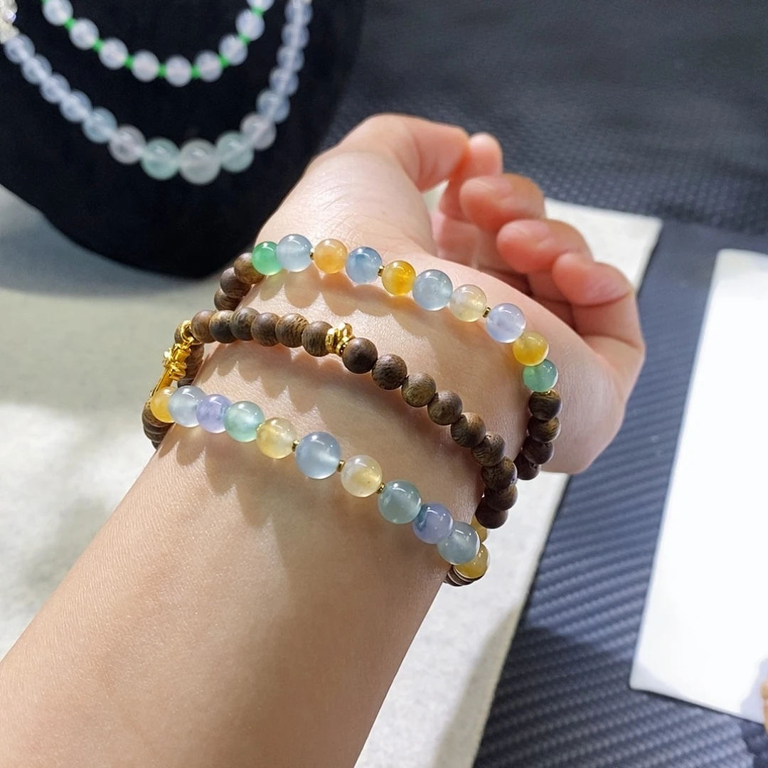 翡翠手链足金镶嵌m**u福利买断价