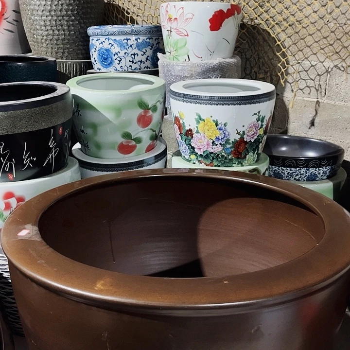 宁***远景德镇陶瓷鱼缸艺术直径80高度60