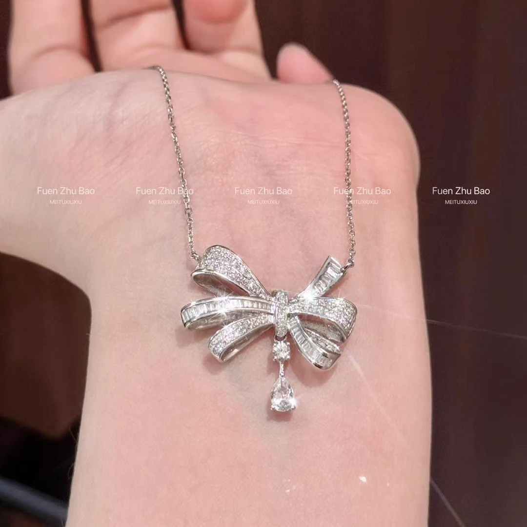 【富恩珠宝】0442重金轻奢甜美名媛风 大水滴蝴蝶结项链