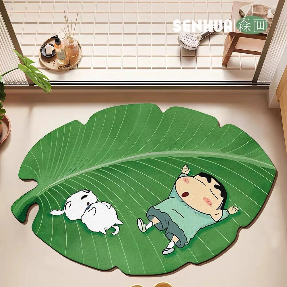 蜡笔小新卡通浴室硅藻吸水卫生间地垫门口厕所速干防滑脚垫地毯